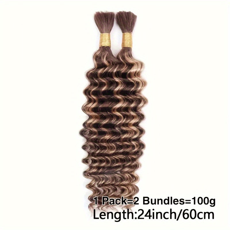 P4/27 Highlight Deep Wave Ombre Highlight Brown Bulk Soft Human Hair Bulk Deep Curly Ombre P4/27 Honey Blonde Bulk Hair Extensions Virgin Human Hair
